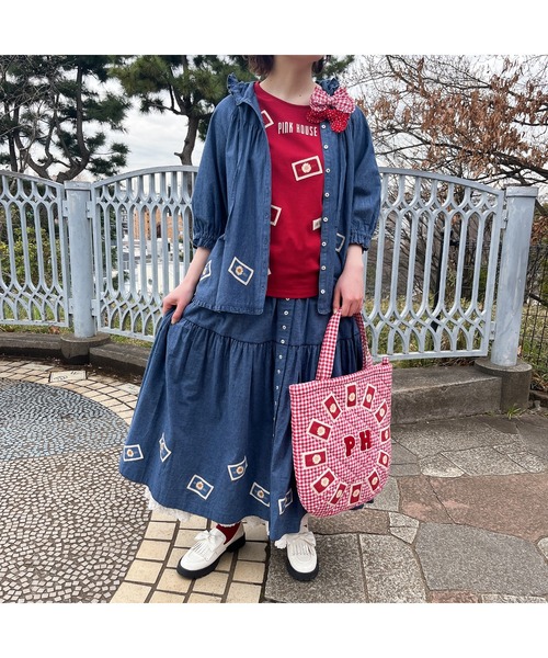 PINK HOUSE tシャツ ひな菊ワッペン使いカットソー レディース