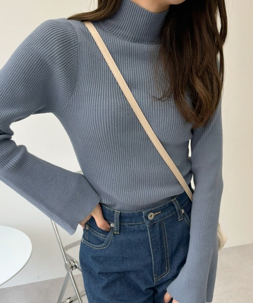 Ada. ニット セーター ハイネック ベルスリーブ ニット レディース