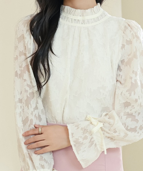 Lace Ladies（レースレディース） ブラウス シャツ プチハイネック 花