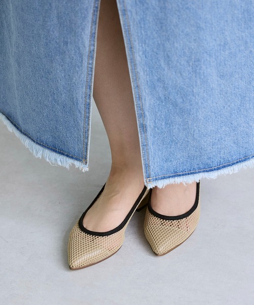 carino ベージュ ポインテッドトゥ ハイヒール carino パンプス ポインテッドトゥメッシュパンプス : ZOZOTOWN
