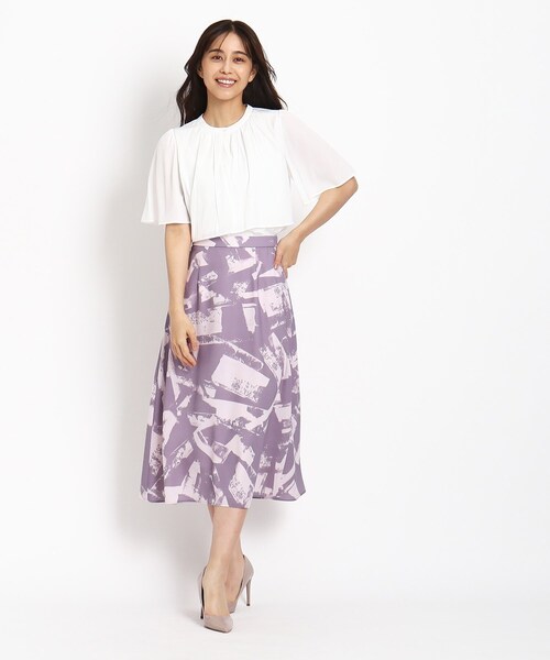 COUP DE CHANCE スカート 「洗える／ウエストゴム入り」幾何柄フレア