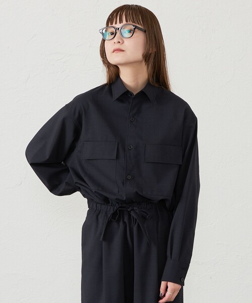 ブラウス シャツ GREY LABEL ウールミックスオフィサーシャツ レディース