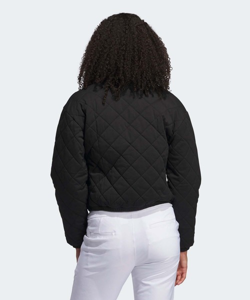 adidas　黒キルティングジャケット レディース　L　アディダス　ゴルフウェア adidas コート アウター GO-TO 撥水 フルジップ ショート丈