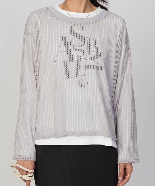 NAVY アンサンブル 透かしメッシュ＋長袖Tシャツ セット アンサンブル