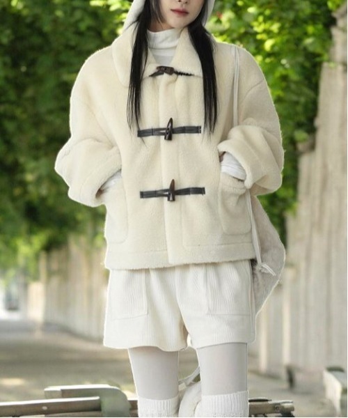 KC sinoonアイボリー フリース ダッフルコート KC様専用 sinoonアイボリー フリース ダッフルコート - メルカリ