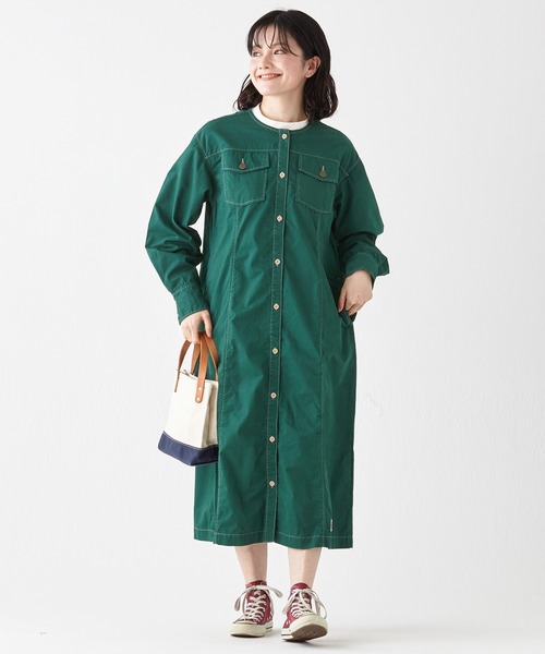 KRIFF MAYER Lady's Collection シャツワンピース ノーカラーシャツ