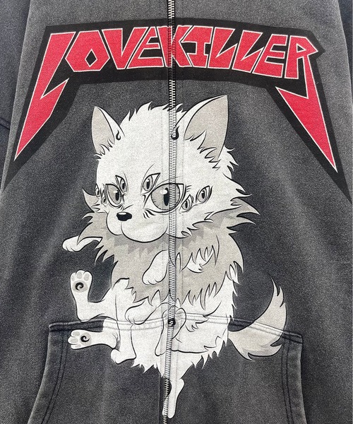 Lovekiller ラブキラークモの巣デザイン フード付きパーカー Lovekiller ラブキラークモの巣デザイン フード付きパーカー