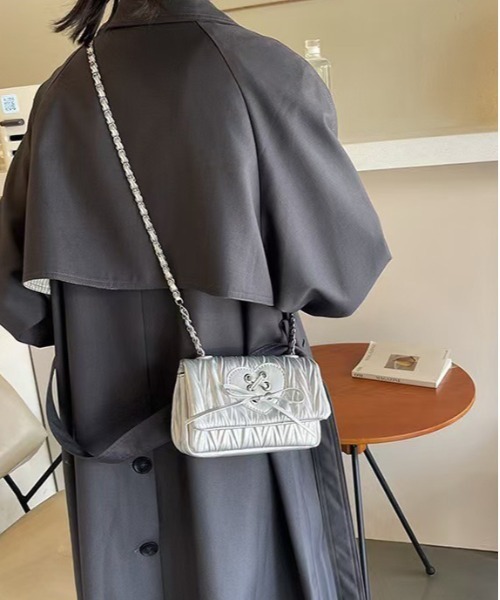 FINEnough ショルダーバッグ バッグ リボン付きハート柄チェーンミニ 