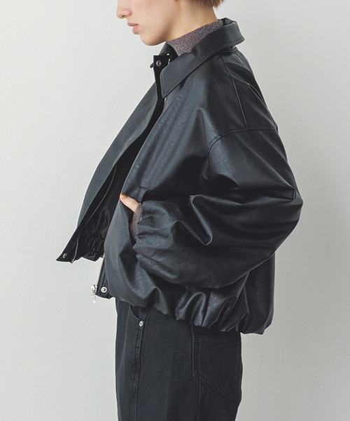 roughlow エコレザーバルーンブルゾン hunch（ハンチ） ブルゾン アウター フェイクレザー バルーンブルゾン
