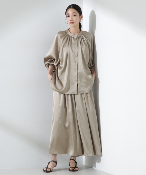 NANO universe（ナノ・ユニバース） パンツ サテンギャザースカート