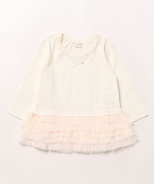 kids zoo（キッズズー） tシャツ 裾チュールフリル付き長袖Tシャツ