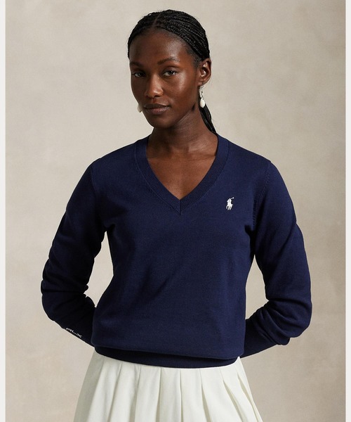 POLO GOLF ニット セーター コットンブレンド Vネック レディース