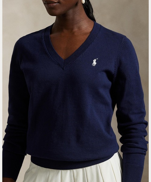 POLO GOLF ニット セーター コットンブレンド Vネック レディース