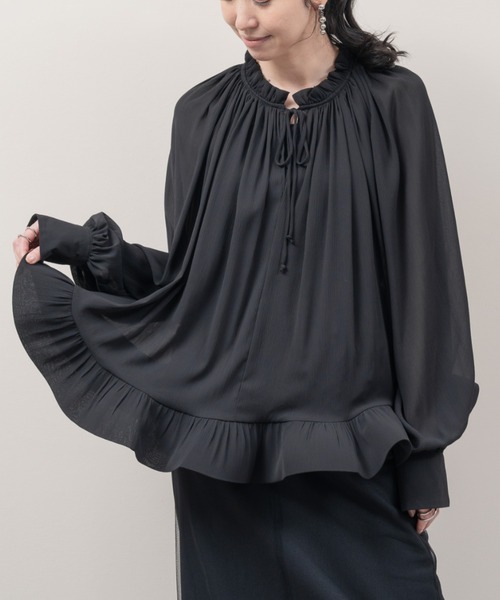 tシャツ トレーンプリーツギャザーブラウス レディース