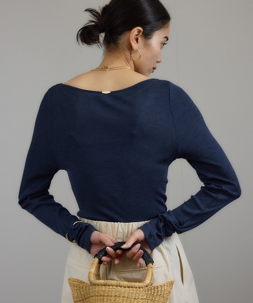 SALON adam et rope'｜Hug Silk ラウンドネックプルオーバー