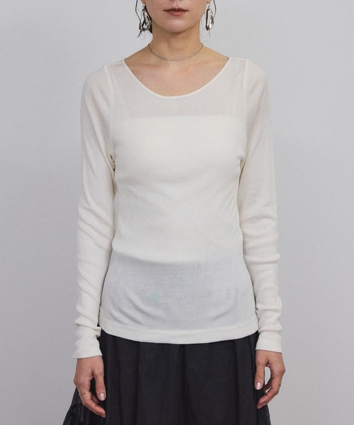 SALON adam et rope'Hug Silkラウンドネックプルオーバー SALON adam et ropé(サロン アダム エ ロペ) / Hug Silk