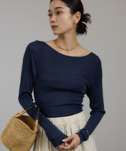 SALON adam et rope'Hug Silkラウンドネックプルオーバー SALON adam et ropé(サロン アダム エ ロペ) / Hug Silk