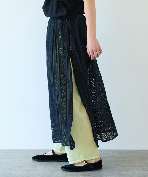 yuni スカート indiaパッチワークレースレイヤードスカート