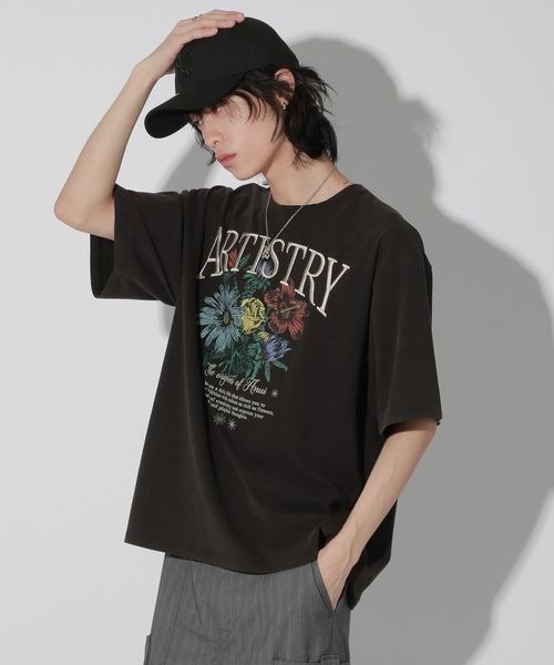 Anui tシャツ 「UNISEX/2サイズ展開」ダークフラワーTシャツ