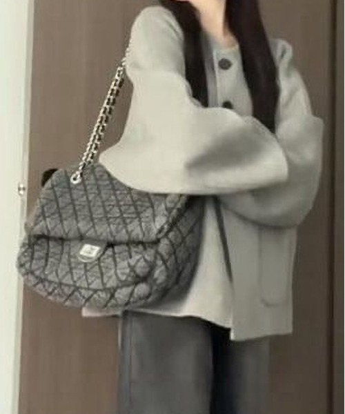 「MAISON DE THERESE」 ノーカラーコート M グレー レディース_画像2