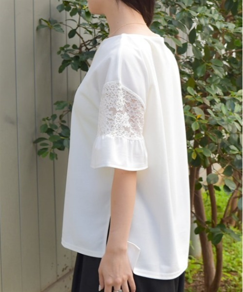 袖レース切替カットトップス 袖レース切替カットPO[品番：IGAW0004902]｜axes femme（アクシーズ