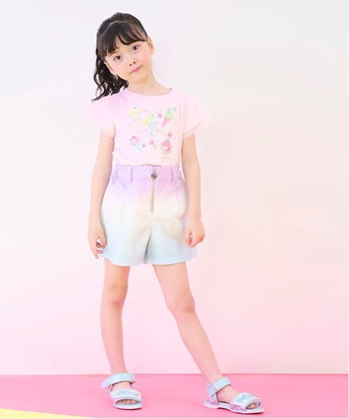 mezzo piano パンツ クラデーション・デニム フロントZIPショート