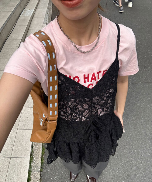 CIAOPANIC（チャオパニック） チュニック ベロアリボンレースキャミ