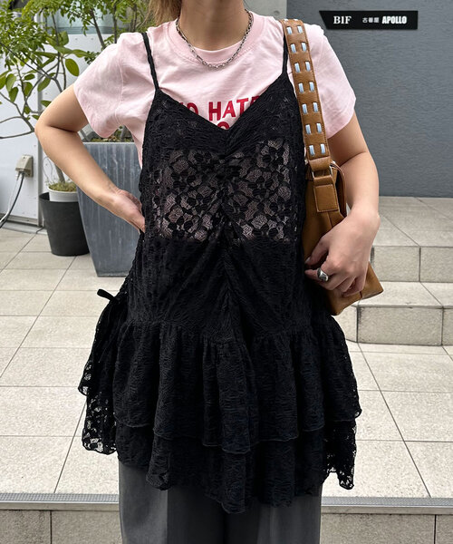 CIAOPANIC（チャオパニック） チュニック ベロアリボンレースキャミ