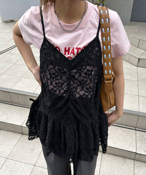 CIAOPANIC（チャオパニック） チュニック ベロアリボンレースキャミ