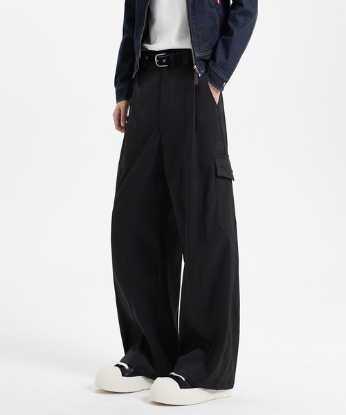 お赤飯　　プリュス 95AW Sleep期 ワイド　スラックス aimoha スラックス ワイドカーゴスラックス メンズ : ZOZOTOWN