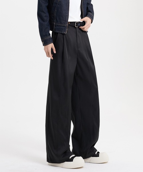 soerte ワイドストレートスラックスパンツ aimoha スラックス ワイドカーゴスラックス メンズ : ZOZOTOWN