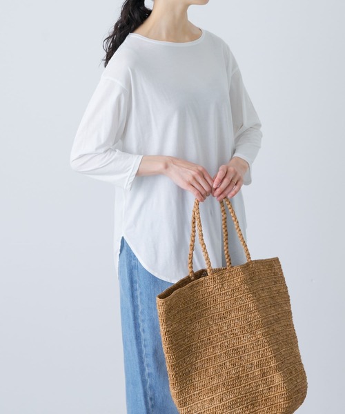 tシャツ シフォン天竺7分袖カットソー レディース