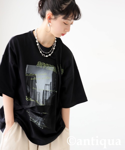 antiqua（アンティカ） antiqua tシャツ 半袖 立体タックデザインT
