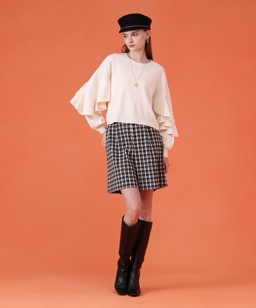 完売色✨25AW新品✨ANAYI アナイ　ツイーディージャガードキュロットパンツ ANAYI（アナイ） パンツ 「セットアップ対応商品」ツイーディー