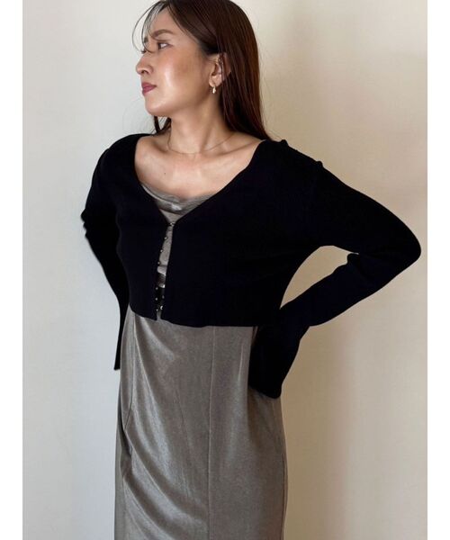 美品 ノーリーズ 38 白襟ロングワンピース Aライン ストレッチ 黒 楽天