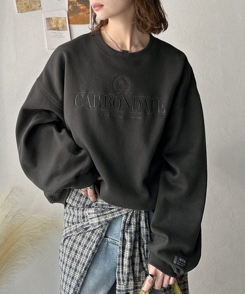 Java トレーナー スウェット 裏起毛 ジャバコラボ」微配色刺繍の上品