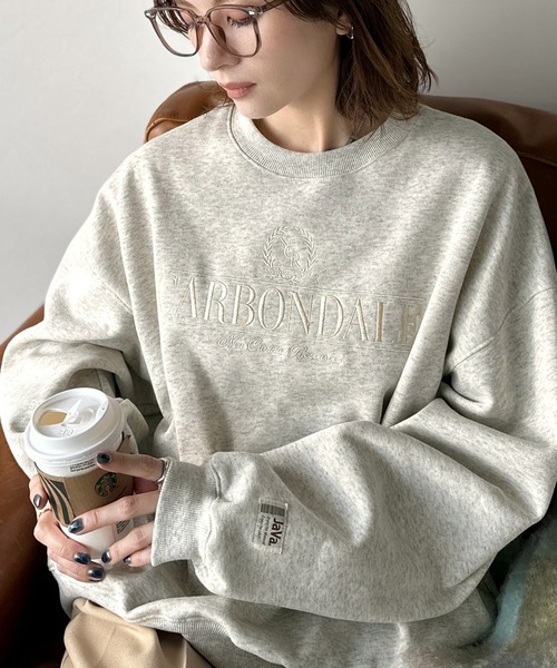 STONE  ジップスウェットジャケ ット刺繍ロゴ トレーナー レディース スウェット[品番：TOPW0000262]｜DEVICE