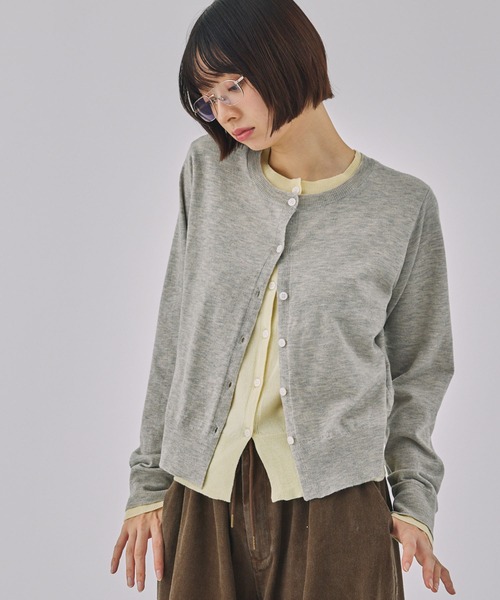 Unblend カーディガン 「Unblend」フェイクレイヤード配色 ニット
