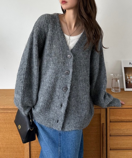 Eclat one カーディガン 「Eclat one」Vネック ドロップショルダー