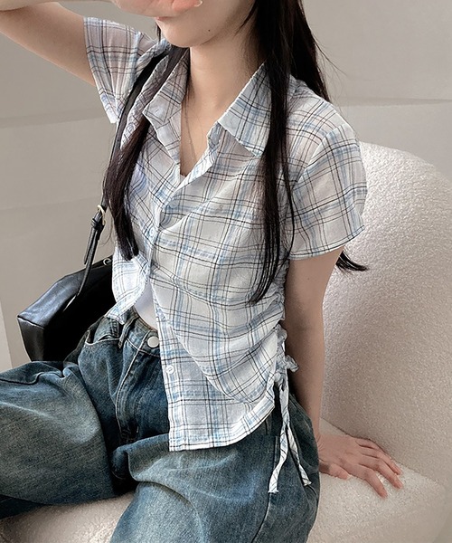 「Girly Doll」 「Doula Doula」半袖シャツ F ネイビー レディース_画像8