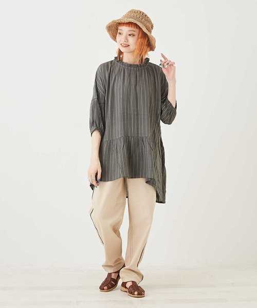 「CUBE SUGAR」 半袖ブラウス M チャコールグレー レディース_画像8