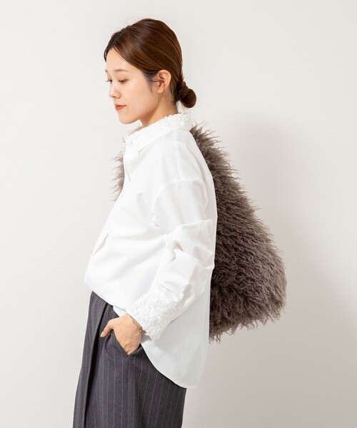 ノーリーズ（NOLLEY’S）/ウォッシャブル3Dレース襟2WAYシャツ NOLLEY'S（ノーリーズ） ブラウス シャツ ウォッシャブル3Dレース襟