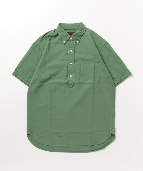 美品 日本製 ビームスプラス オリーブ リネン オープンカラー 半袖 シャツ L BEAMS+（ビームスプラス） 「BEAMS PLUS」 半袖シャツ L グリーン