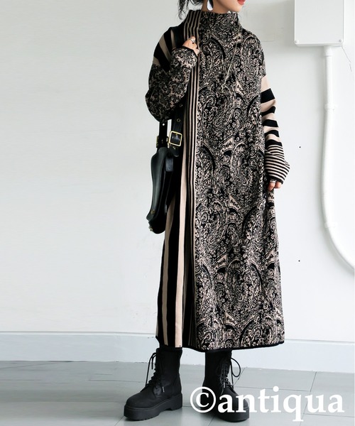 antiqua（アンティカ） ワンピース 柄ニット ワンピース : ZOZOTOWN