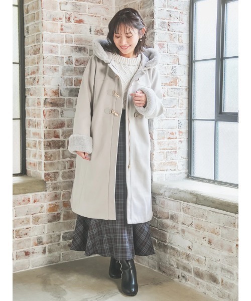 大きい超美品★２３区★バロンブロッサ・ダッフルコート４８ライトグレー 大きい超美品☆23区☆バロンブロッサ・ダッフルコート48ライト