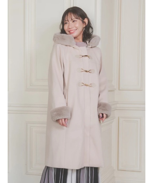 新品タグ付き♡リジェイ♡ファーフードビットダッフルコート　ベージュ ReーJ＆SUPURE（リジェイ＆スプル） ダッフルコート コート 「大きい