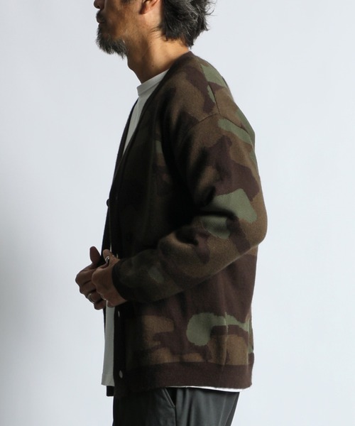 archive カモフラージュ柄変形カーディガン atmos Camouflage Knit Cardigan BLACK（アトモス カモフラージュ