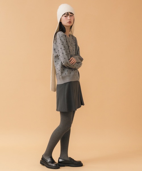 Pale Jute ドット柄 長袖カーディガン ブラック HEILIS（ヘイリス） カーディガン ドット柄カーディガン / ブラック