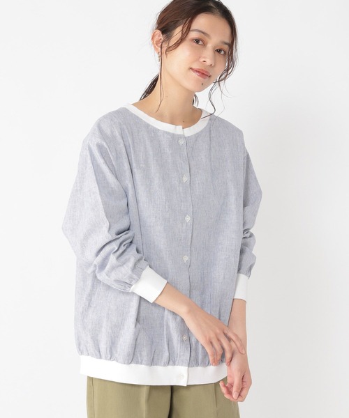 「studio CLIP」 長袖ブラウス MEDIUM ライトベージュ レディース_画像3