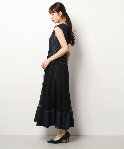 「DOLLUPOOPS」 ノースリーブワンピース FREE ネイビー レディース_画像2